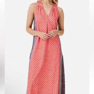 Nic & Zoe Spotty Stripes Maxi Sleeveless Cotton Print Dress New Small orange